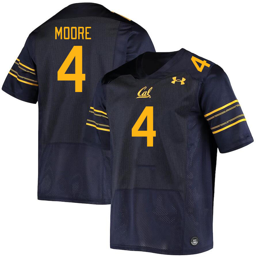 Men #4 Kaylin Moore California Golden Bears College Football Jerseys Stitched Sale-Navy